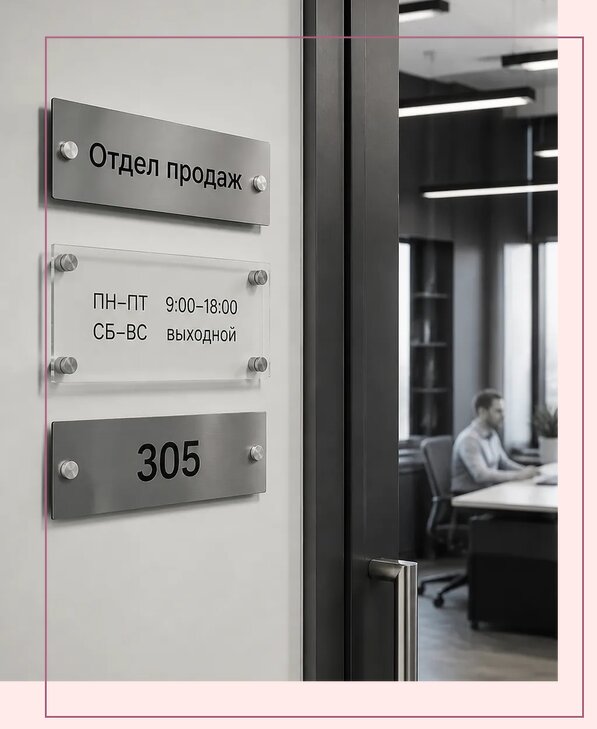Офисные таблички на дверь в Златоусте по цене от 5052 р. | Аванза-Злт